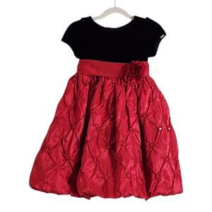 American Princess Girls Dress Size 5 Black Velvet Red Sash